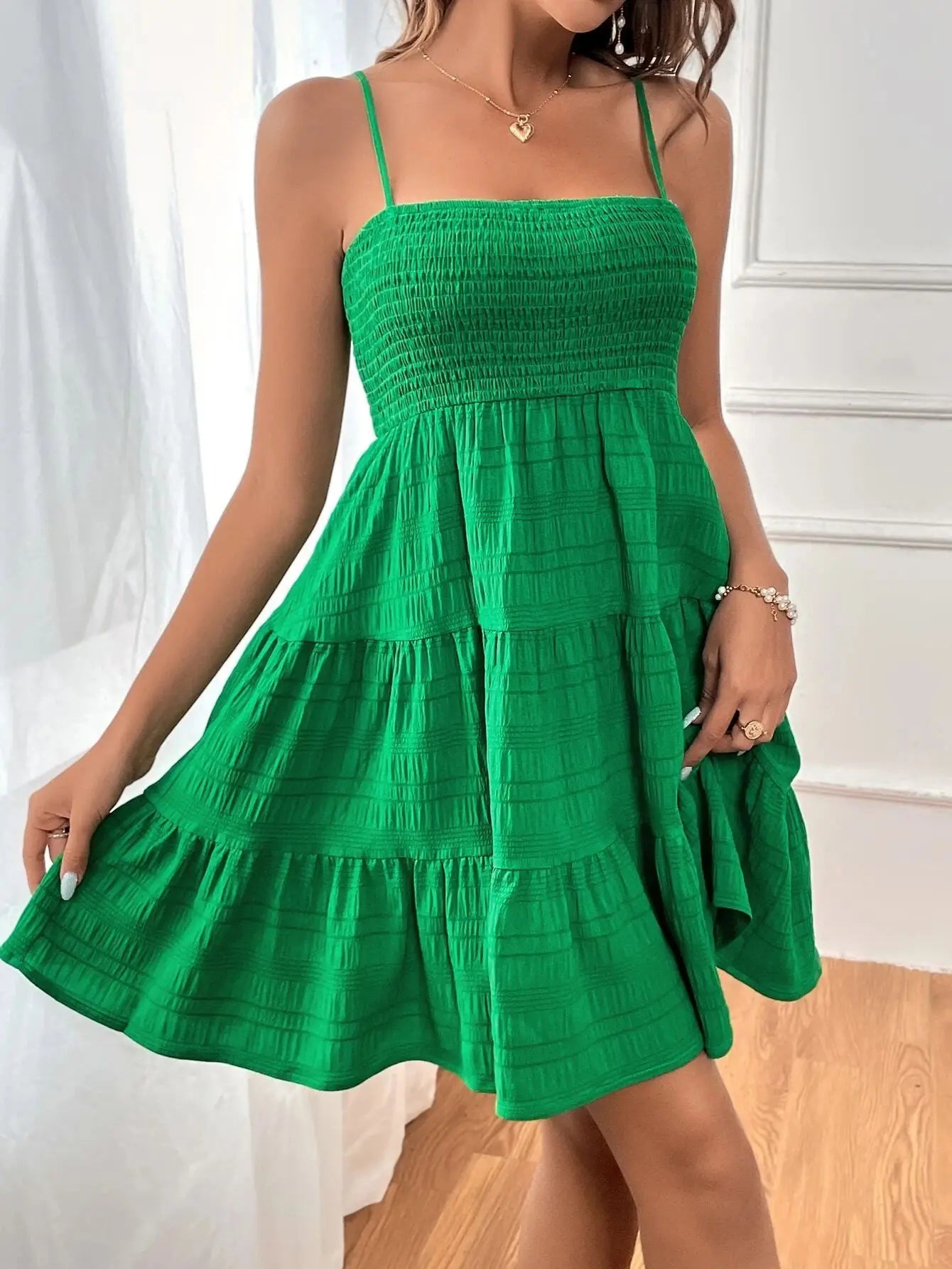 VALORIA | Women’s Smocked Bustier Mini Dress comfortable sleeveless dress with soft stretch fit
