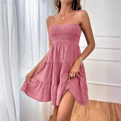 VALORIA | Women’s Smocked Bustier Mini Dress lightweight summer dress for casual and vacation wear