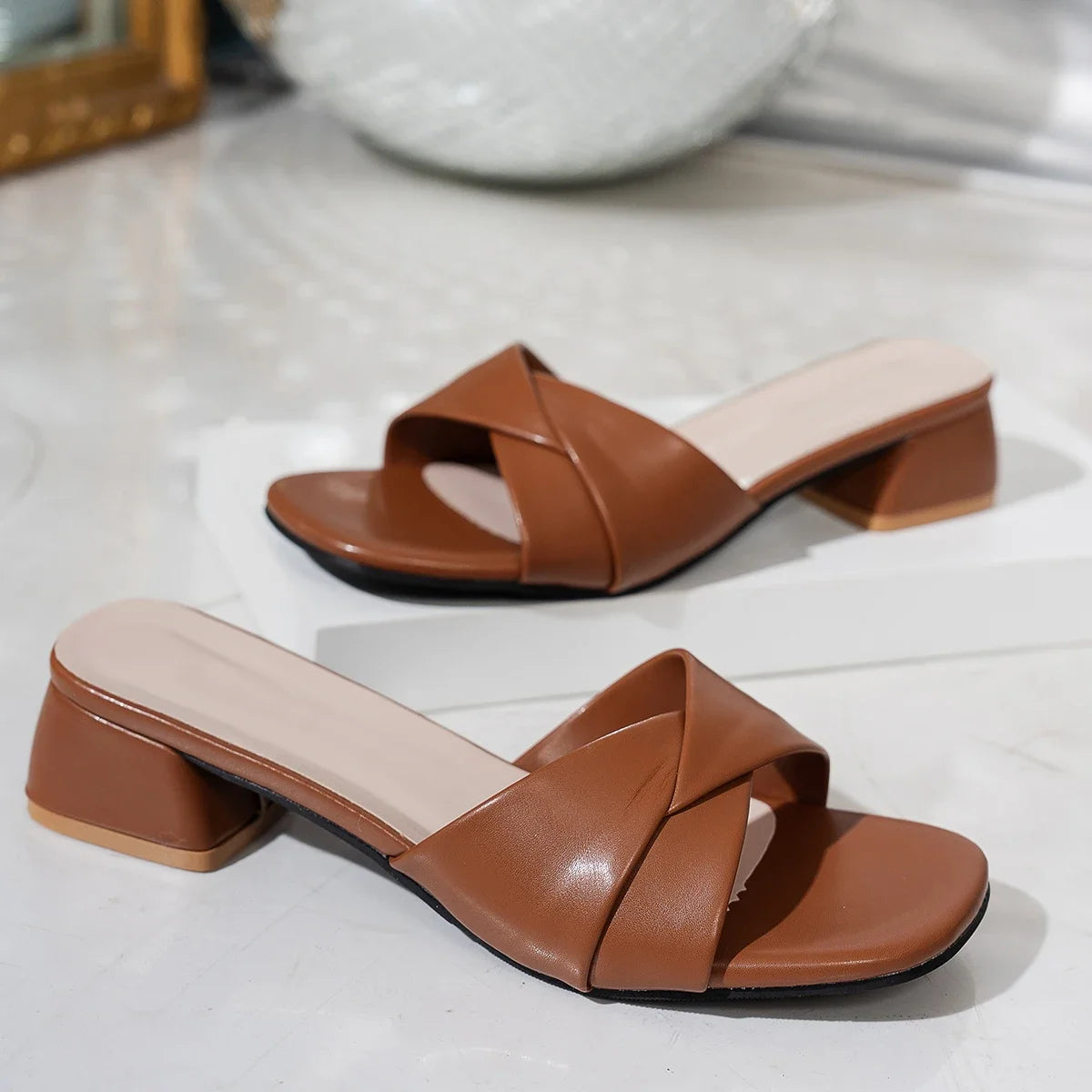 VALORIA | Women’s Square Heel Open-Toe Sandals comfortable and chic sandals for everyday elegance