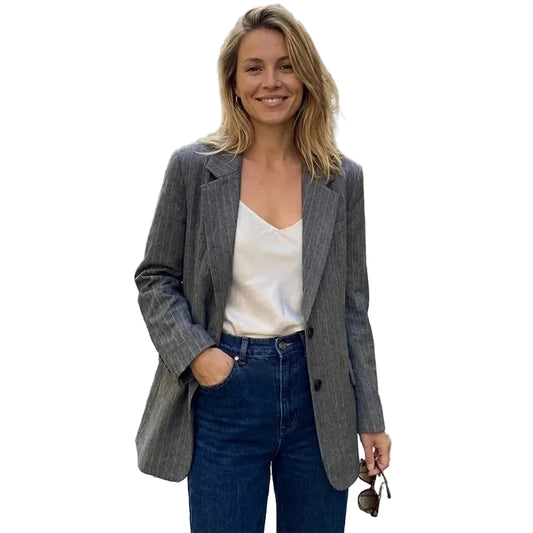 VALORIA | Women’s Striped Single-Breasted Blazer Classic Style
