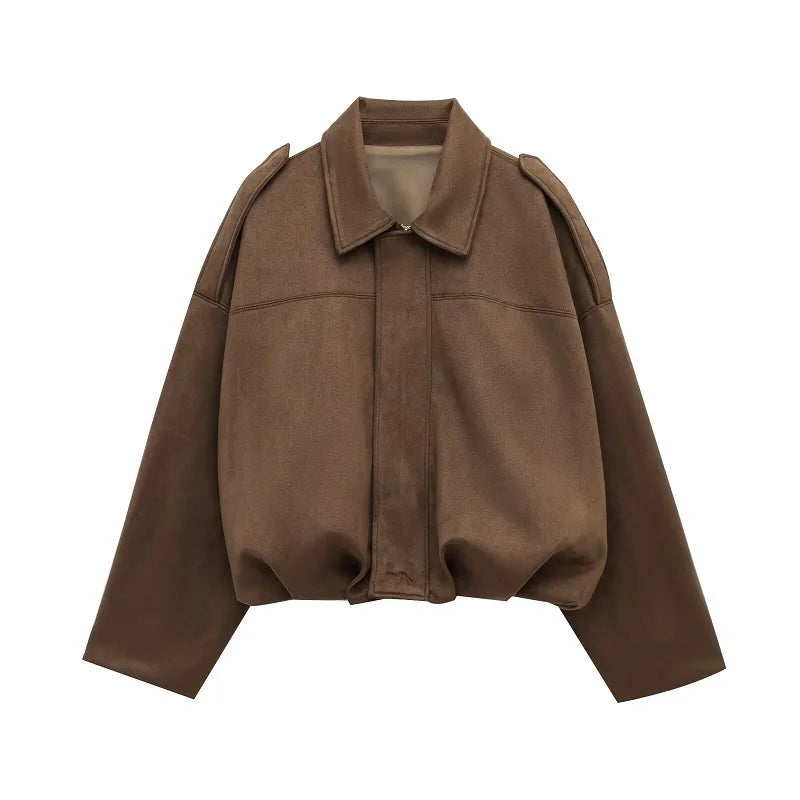 VALORIA | Women’s Suede Effect Bomber Jacket