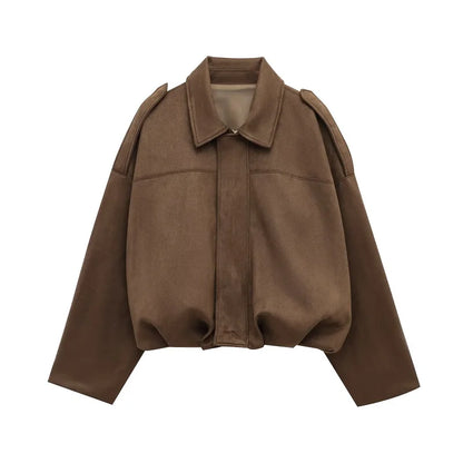 VALORIA | Women’s Suede Effect Bomber Jacket
