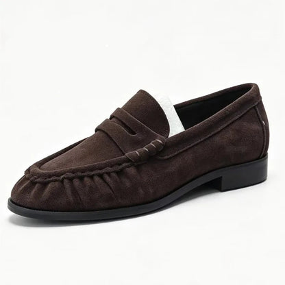 VALORIA | Women’s Suede Loafers Pleated Detail