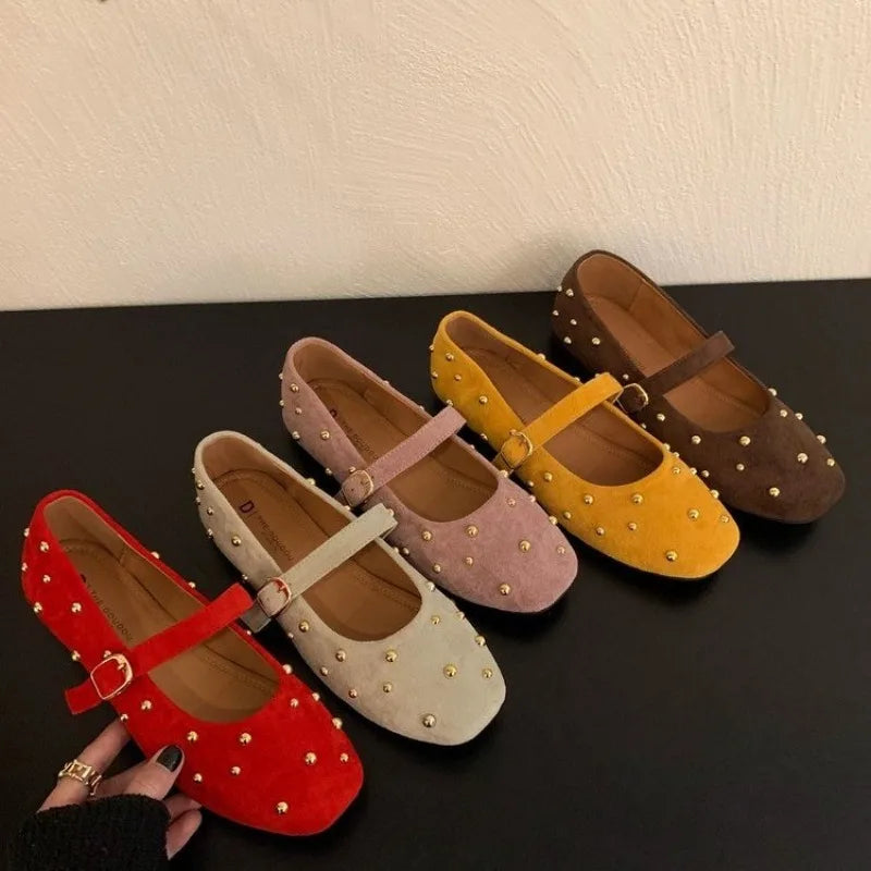 VALORIA | Women’s Suede Rivet Flats