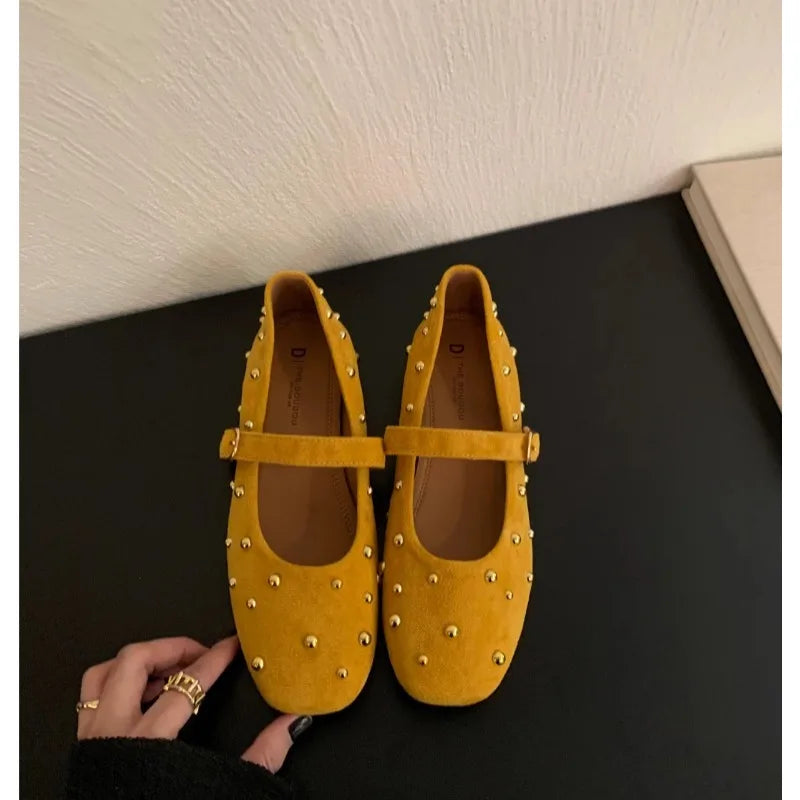 VALORIA | Women’s Suede Rivet Flats chic casual footwear for work and leisure occasions