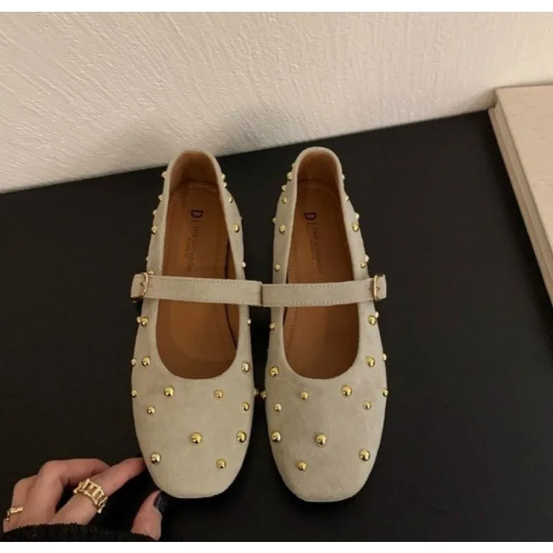 VALORIA | Women’s Suede Rivet Flats comfortable flat shoes for everyday wear