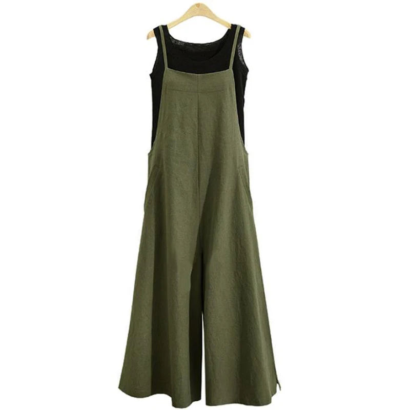 VALORIA | Women’s breathable cotton linen wide leg jumpsuit for summer wear