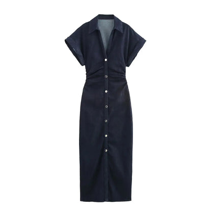 VALORIA | Women’s breathable denim midi shirt dress for all-day comfort and effortless style