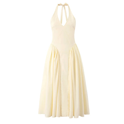 VALORIA | Women’s breathable halter A-line midi dress for all-day comfort and effortless elegance