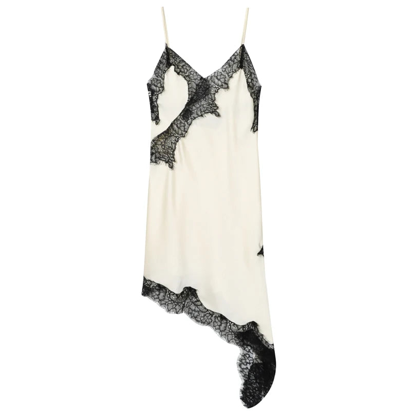VALORIA | Women’s breathable lace asymmetric slip dress for elegant all-day comfort