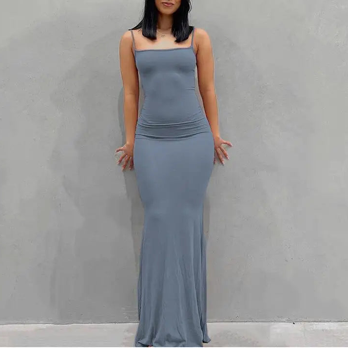 VALORIA | Women’s breathable satin backless slip maxi dress lightweight comfort