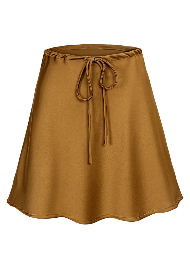 VALORIA | Women’s breathable satin drawstring skirt for comfortable all-day wear