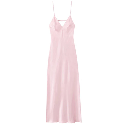 VALORIA | Women’s breathable satin slip maxi dress for luxurious all-day comfort
