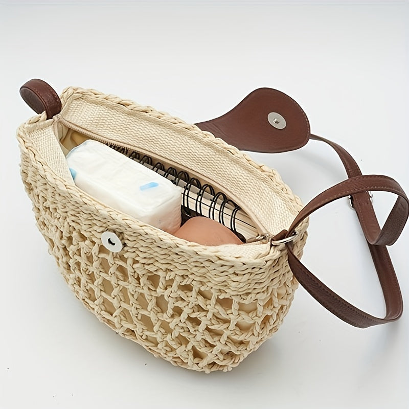 VALORIA | Women’s breathable straw half-moon bag summer outfit