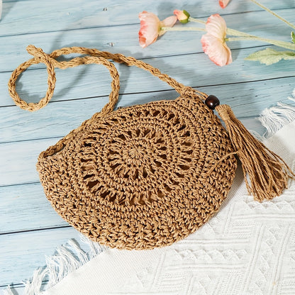VALORIA | Women’s breathable straw round crossbody bag summer fashion