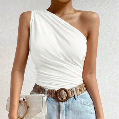 VALORIA | Women’s chic asymmetric pleated blouse pairing perfectly with skirts, trousers and jeans