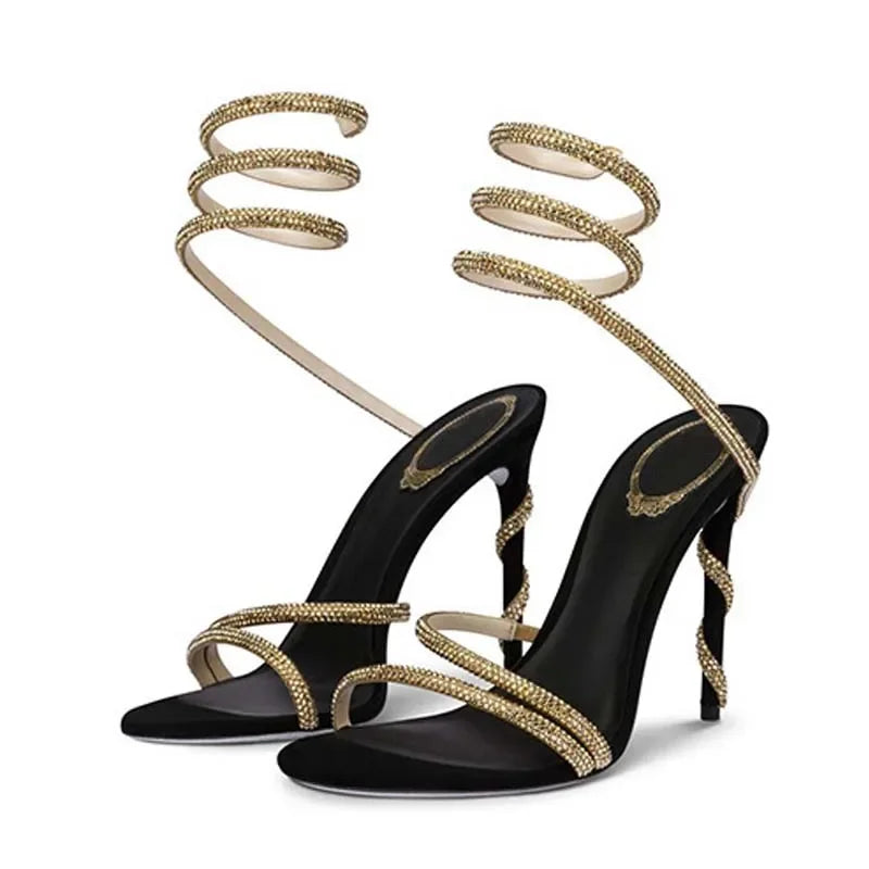 VALORIA | Women’s chic crystal ankle strap heels with cushioned all-day comfort