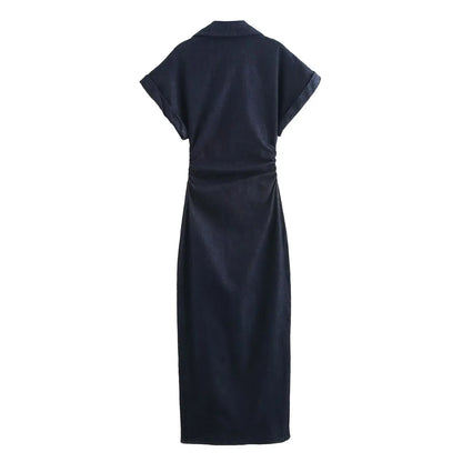 VALORIA | Women’s chic denim midi shirt dress perfect for everyday wear and brunch outings