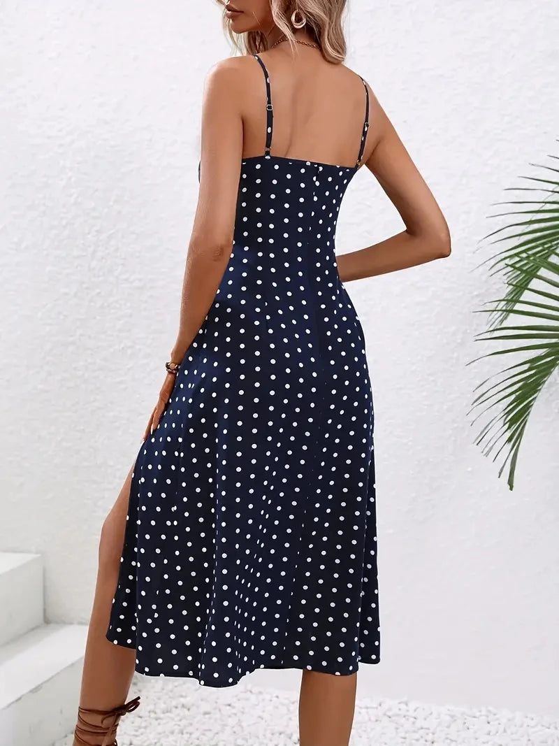VALORIA | Women’s chic floral square-neck slit dress with side slit and flowing design