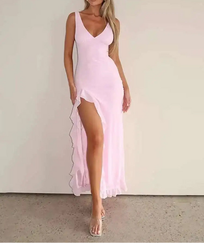 VALORIA | Women’s chic high slit midi dress perfect for date nights, weddings and special occasions