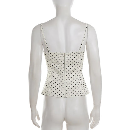 VALORIA | Women’s chic lace patchwork polka dot cami top casual outfit essential
