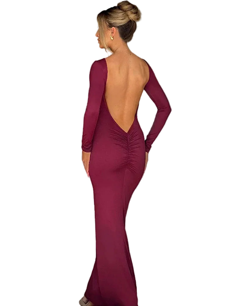 VALORIA | Women’s chic long sleeve bodycon maxi dress with timeless sophisticated style