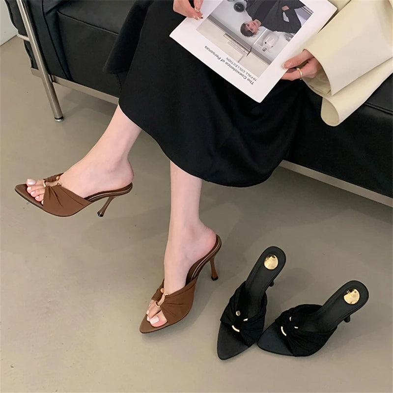 VALORIA | Women’s chic open toe heeled slides party wear