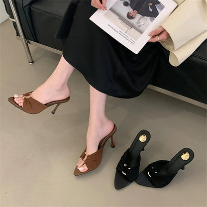 VALORIA | Women’s chic open toe heeled slides party wear