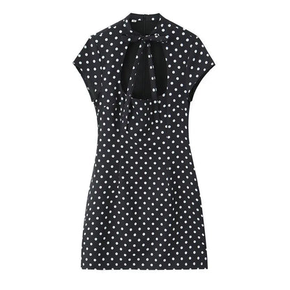 VALORIA | Women’s chic polka dot bow mini dress perfect for garden parties and special occasions