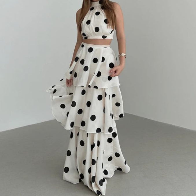 VALORIA | Women’s chic polka dot matching dress set for weekend wear and travel