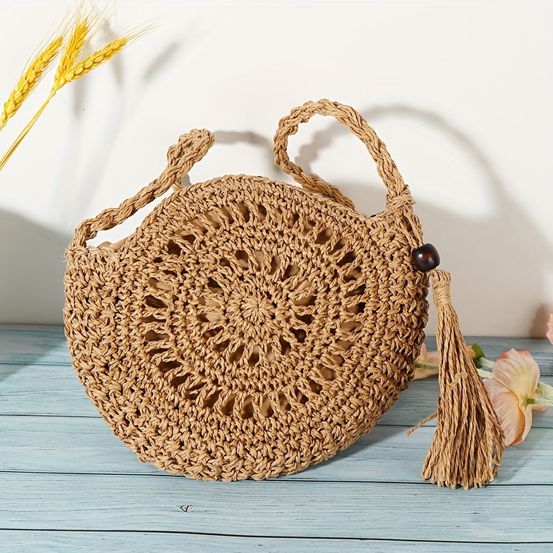 VALORIA | Women’s chic round straw crossbody bag vacation outfit