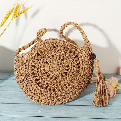 VALORIA | Women’s chic round straw crossbody bag vacation outfit