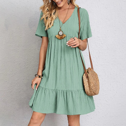 VALORIA | Women’s chic ruffle V-neck mini dress for date nights and celebrations