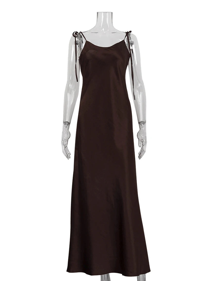 VALORIA | Women’s chic satin backless maxi dress with graceful flowing design