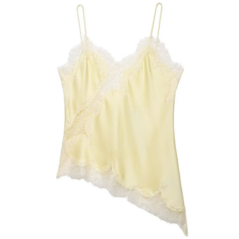 VALORIA | Women’s chic satin lace camisole top perfect for layering or wearing on its own