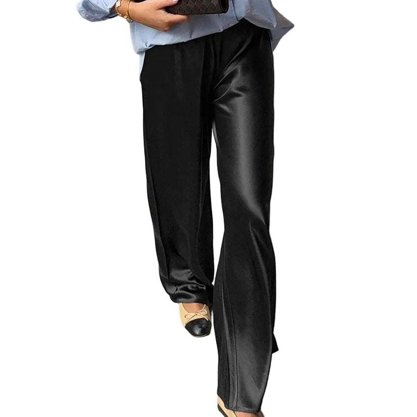 VALORIA | Women’s chic satin wide leg pants for parties, work and special occasions