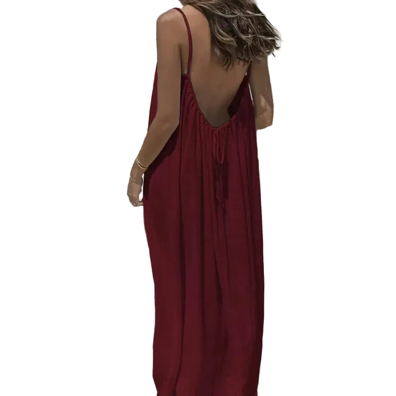 VALORIA | Women’s chic strapless backless maxi dress with elegant flowing design