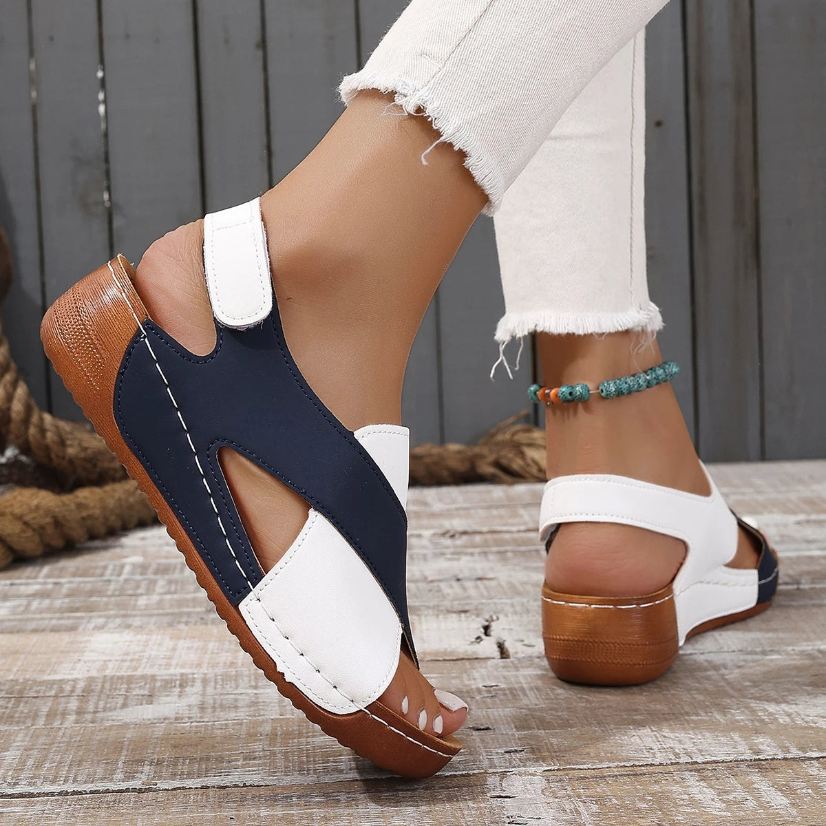 VALORIA | Women’s comfortable casual wedge sandals cushioned footbed support