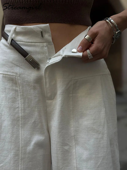 VALORIA | Women’s comfortable cotton linen wide leg pants lightweight fabric