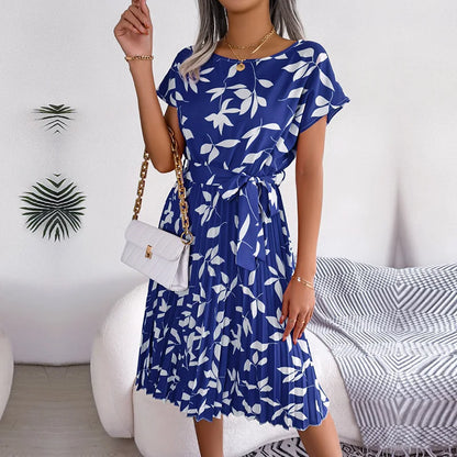 VALORIA | Women’s comfortable floral pleated A-line maxi dress with lightweight 
