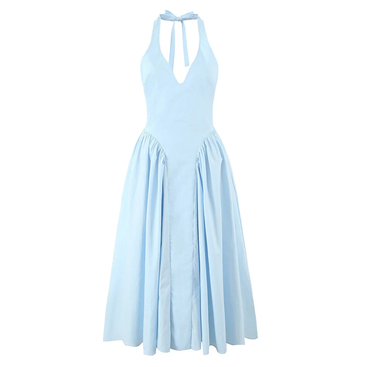 VALORIA | Women’s comfortable halter A-line midi dress with lightweight breathable fabric