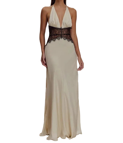 VALORIA | Women’s comfortable lace halter maxi dress with lightweight breathable fabric
