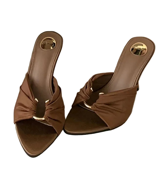 VALORIA | Women’s comfortable open toe heeled slides casual elegance