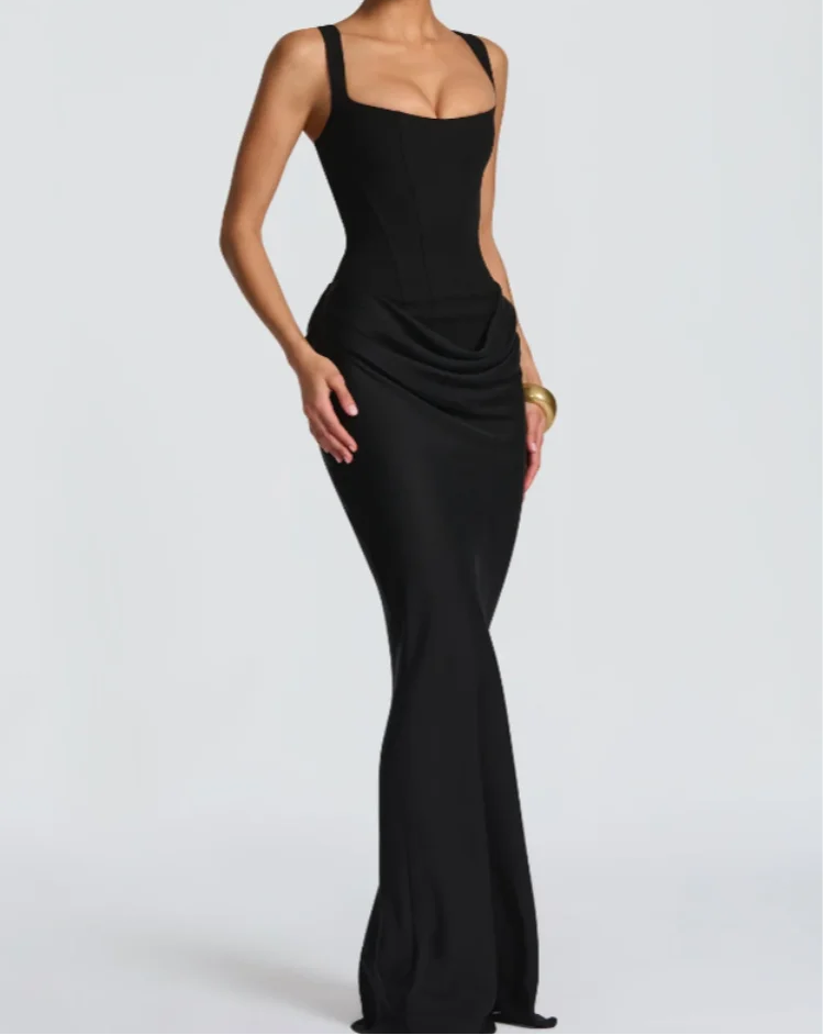 VALORIA | Women’s comfortable pleated square neck dress with lightweight breathable fabric