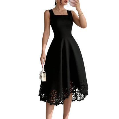 VALORIA | Women’s comfortable square neck fit & flare dress with lightweight breathable fabric