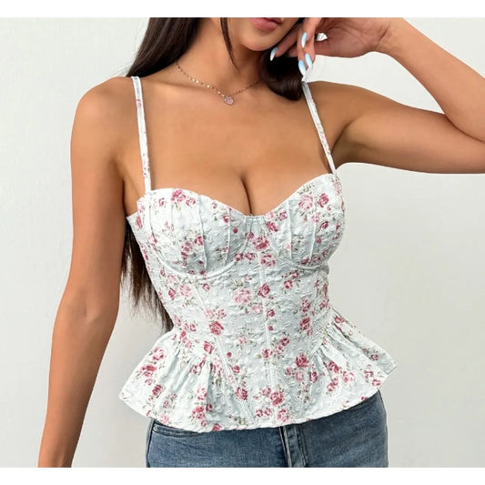 VALORIA | Women’s corset ruffle off-shoulder tank top