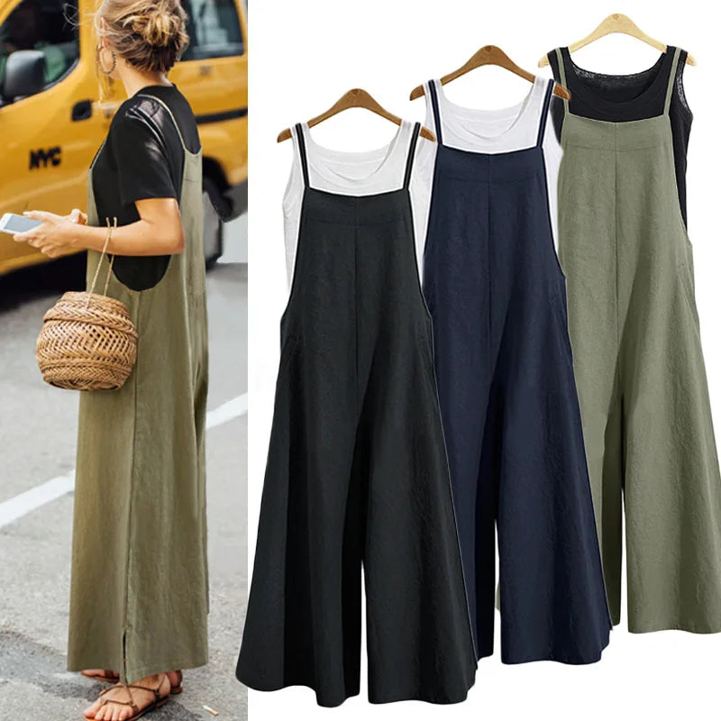 VALORIA | Women’s cotton linen wide leg jumpsuit