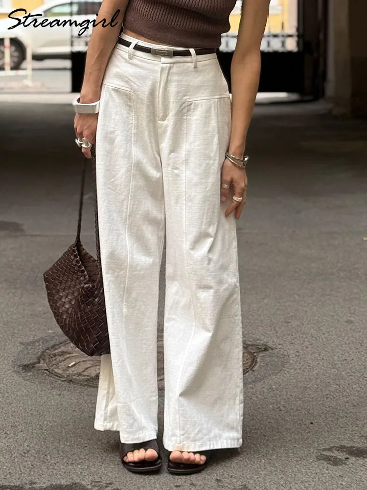 VALORIA | Women’s cotton linen wide leg pants breathable summer design