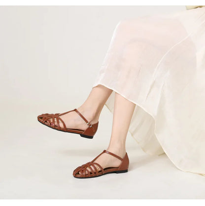 VALORIA | Women’s cross strap flat sandals elegant summer design