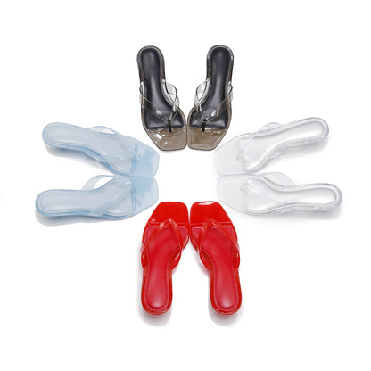 VALORIA | Women’s crystal square toe flip flops with sparkling embellishments